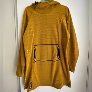 Women’s hooded Melanzana dress golden yellow/mustard color